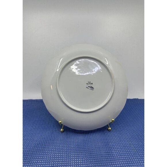 Jonas Roberts #542 Blue Tea Rose Round Snack Plates W/ Cups 8 Piece Set 9" - Picture 4 of 16